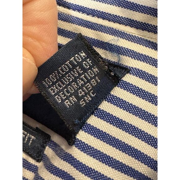 Ralph Lauren Size 15 32/33 Collared Dress Shirt Blue White Striped Polo Logo - Picture 5 of 5